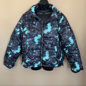 Know One Cares Bright Tie Dye Print Puffer Ski Jacket
